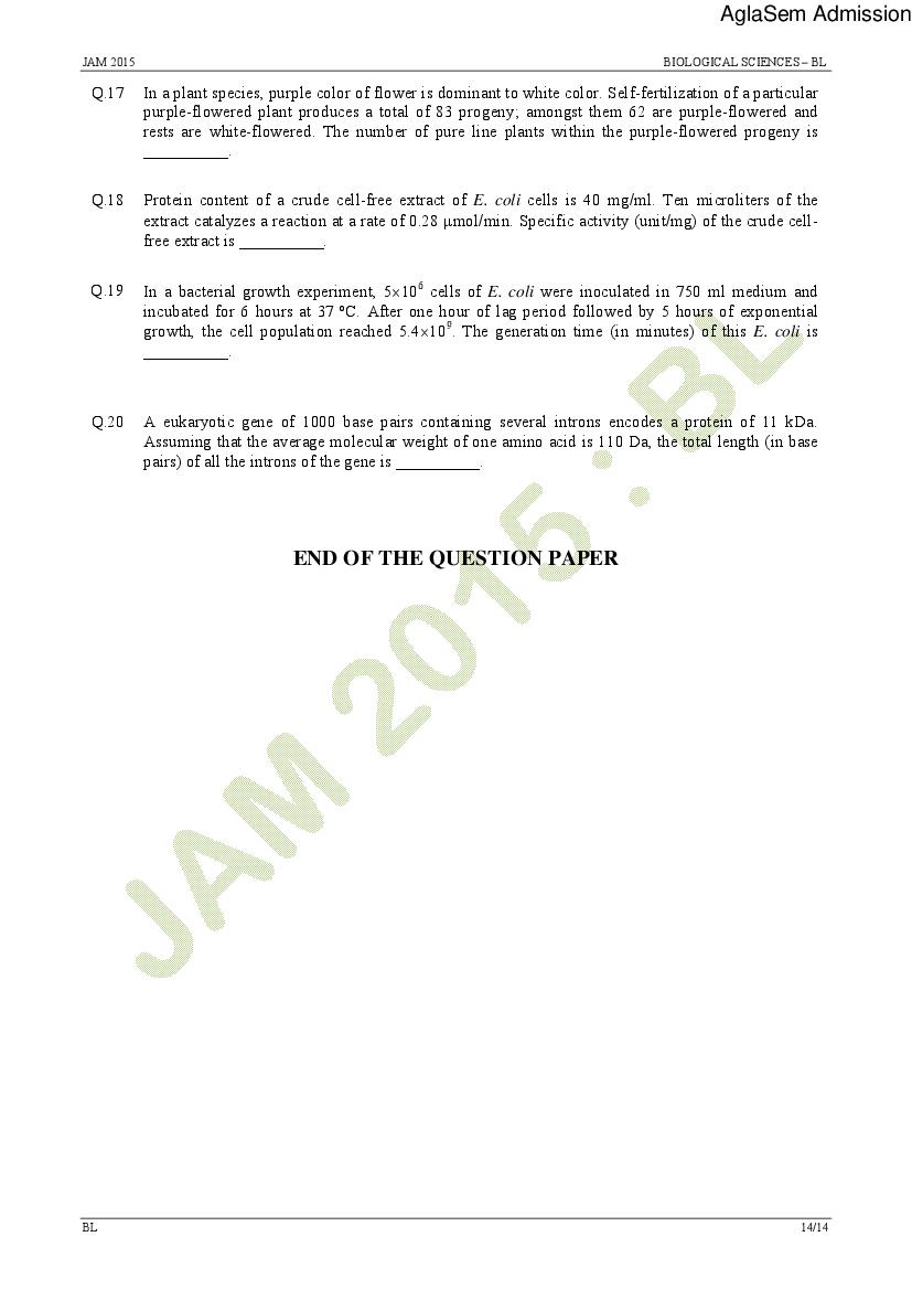 IIT JAM 2015 Question Papers PDF with Answers (7 Papers)