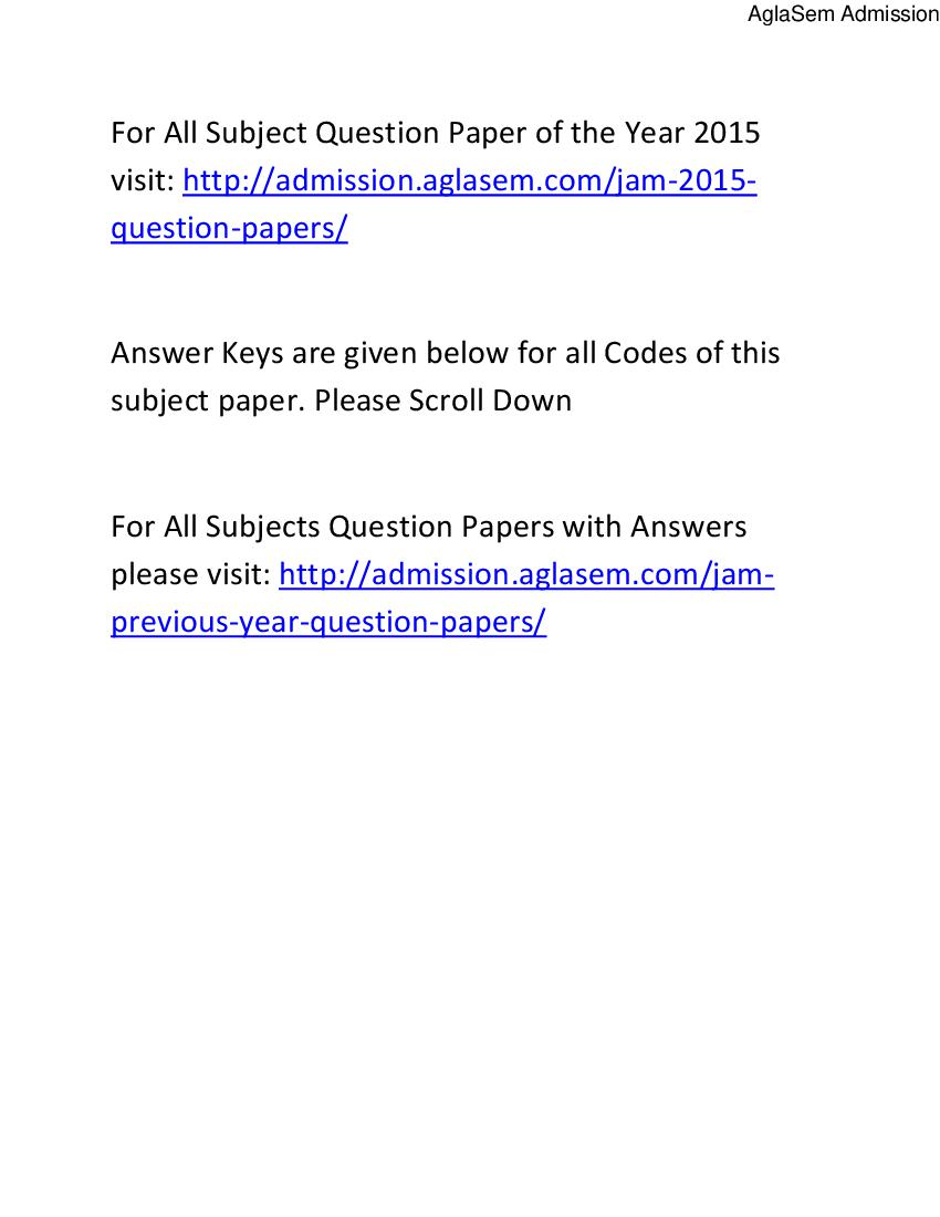 IIT JAM 2015 Question Papers PDF with Answers (7 Papers)