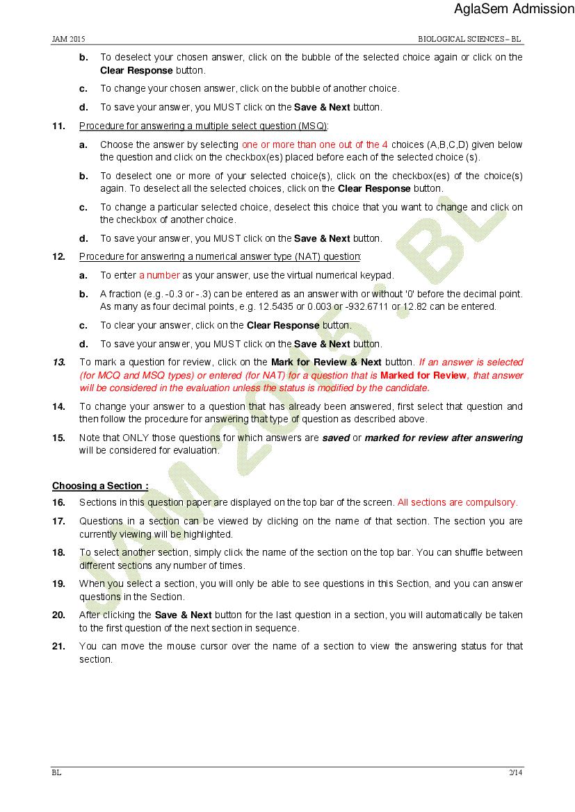 IIT JAM 2015 Question Papers PDF with Answers (7 Papers)