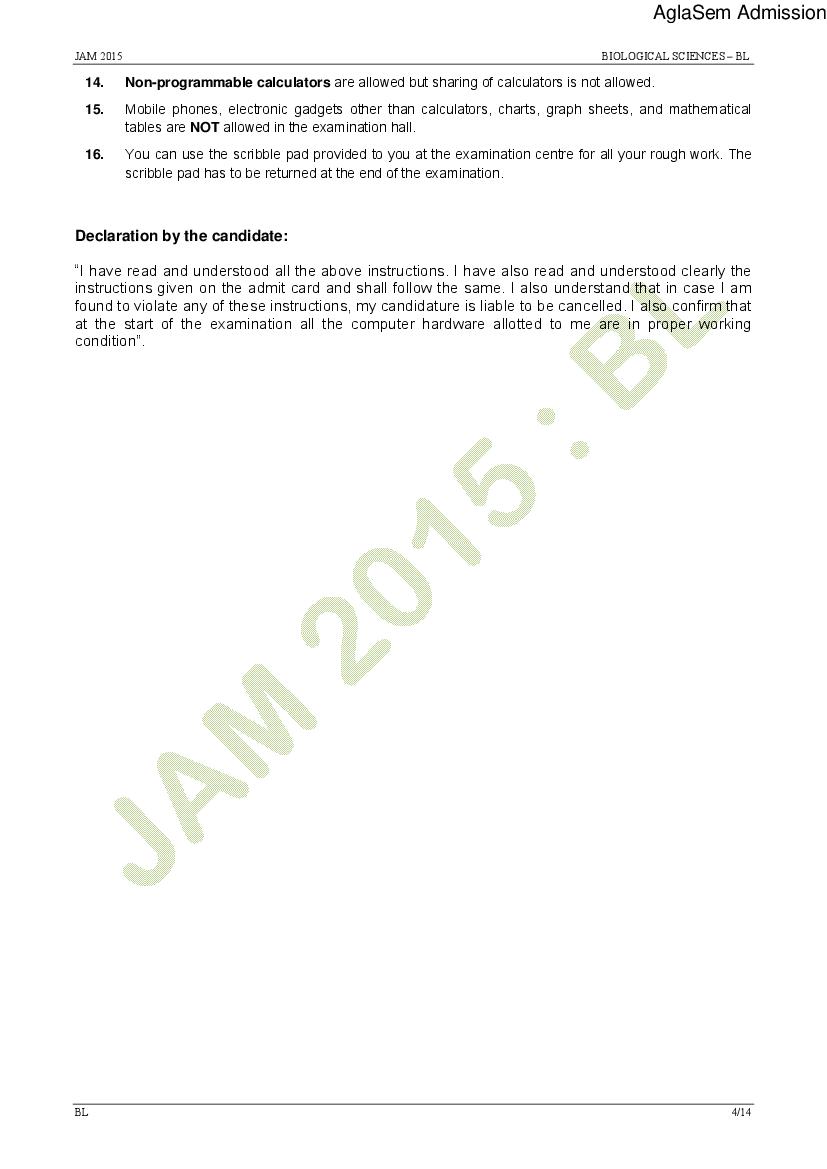 IIT JAM 2015 Question Papers PDF with Answers (7 Papers)
