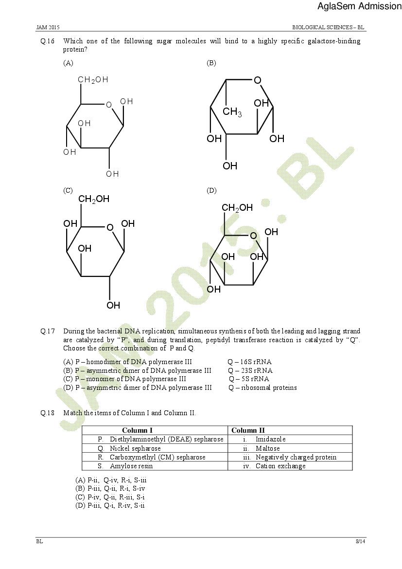 IIT JAM 2015 Question Papers PDF with Answers (7 Papers)