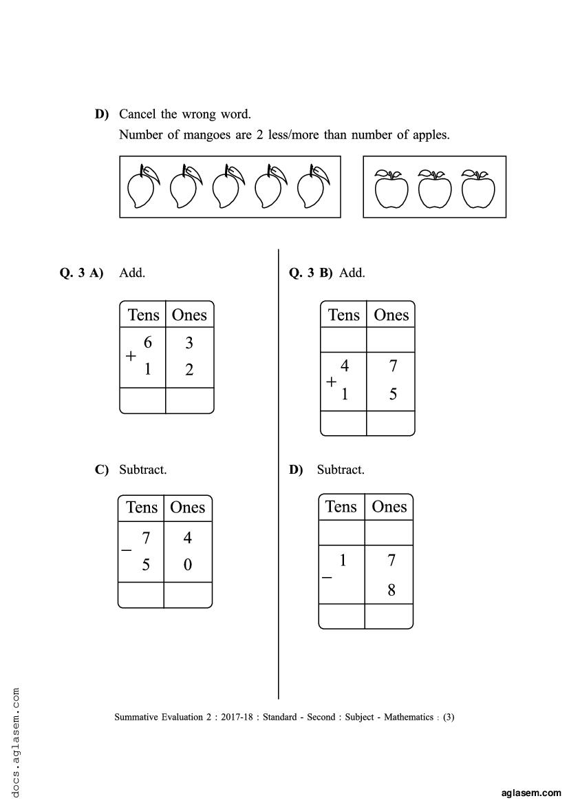 Class 2 Maths Sample Paper 2023 Maharashtra Board PDF Maha Std 2nd 