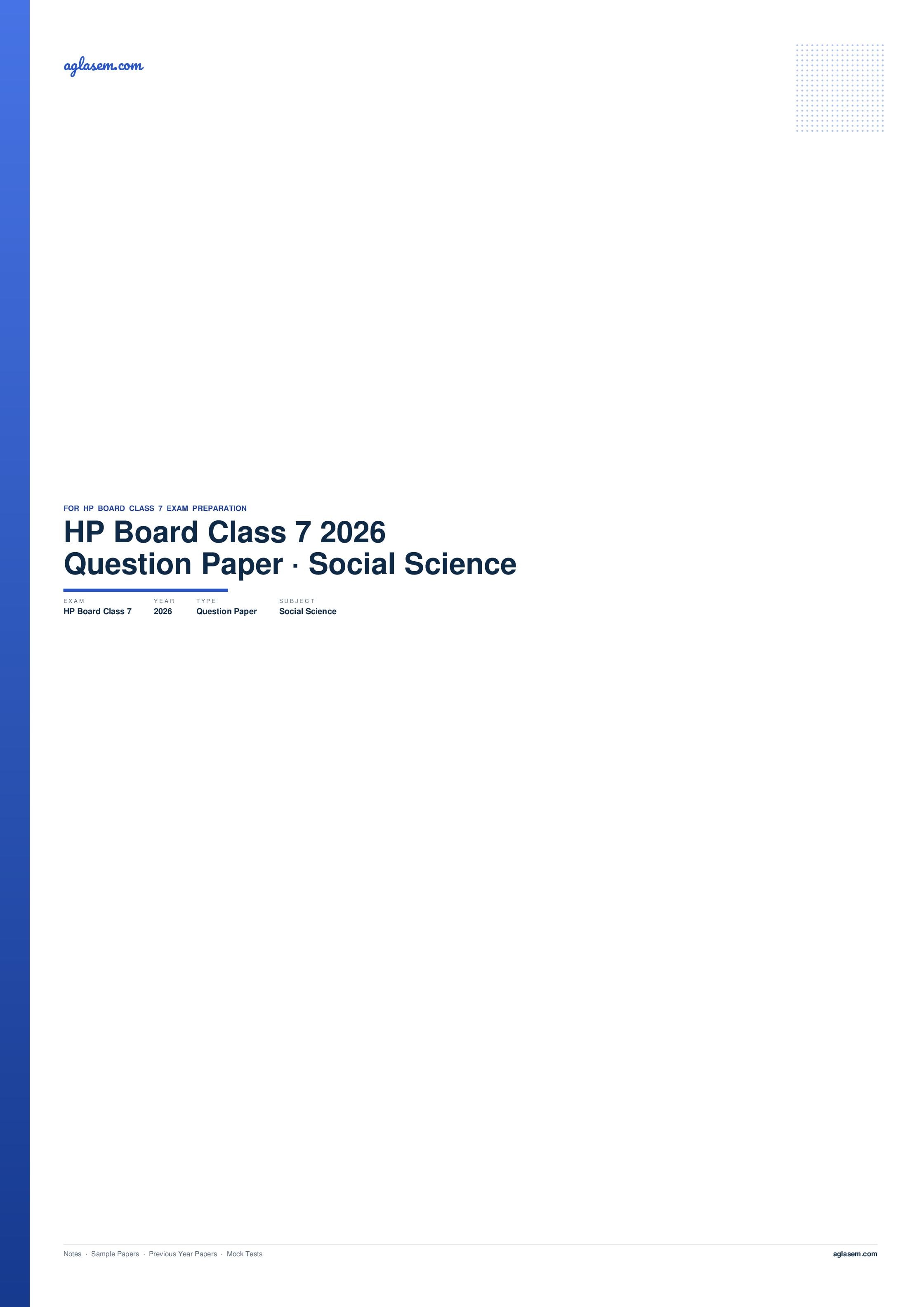 HP Board Class 7 Question Paper 2026 Social Science - Page 1 of 6