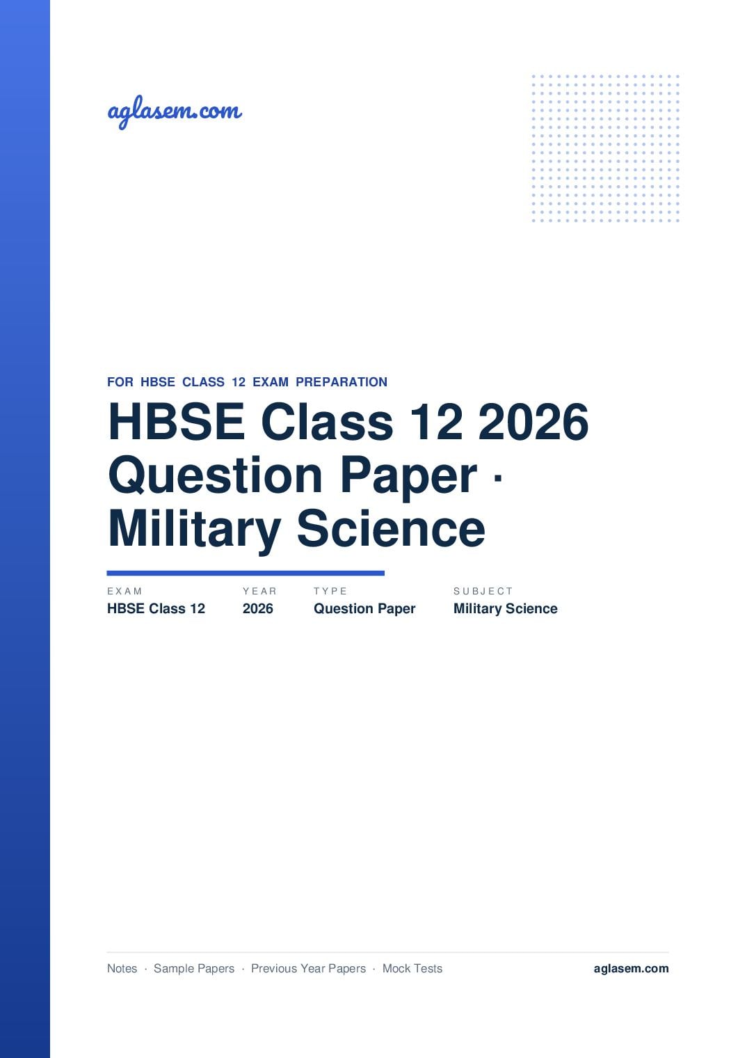 HBSE Class 12 Question Paper 2026 Military Science - Page 1 of 17