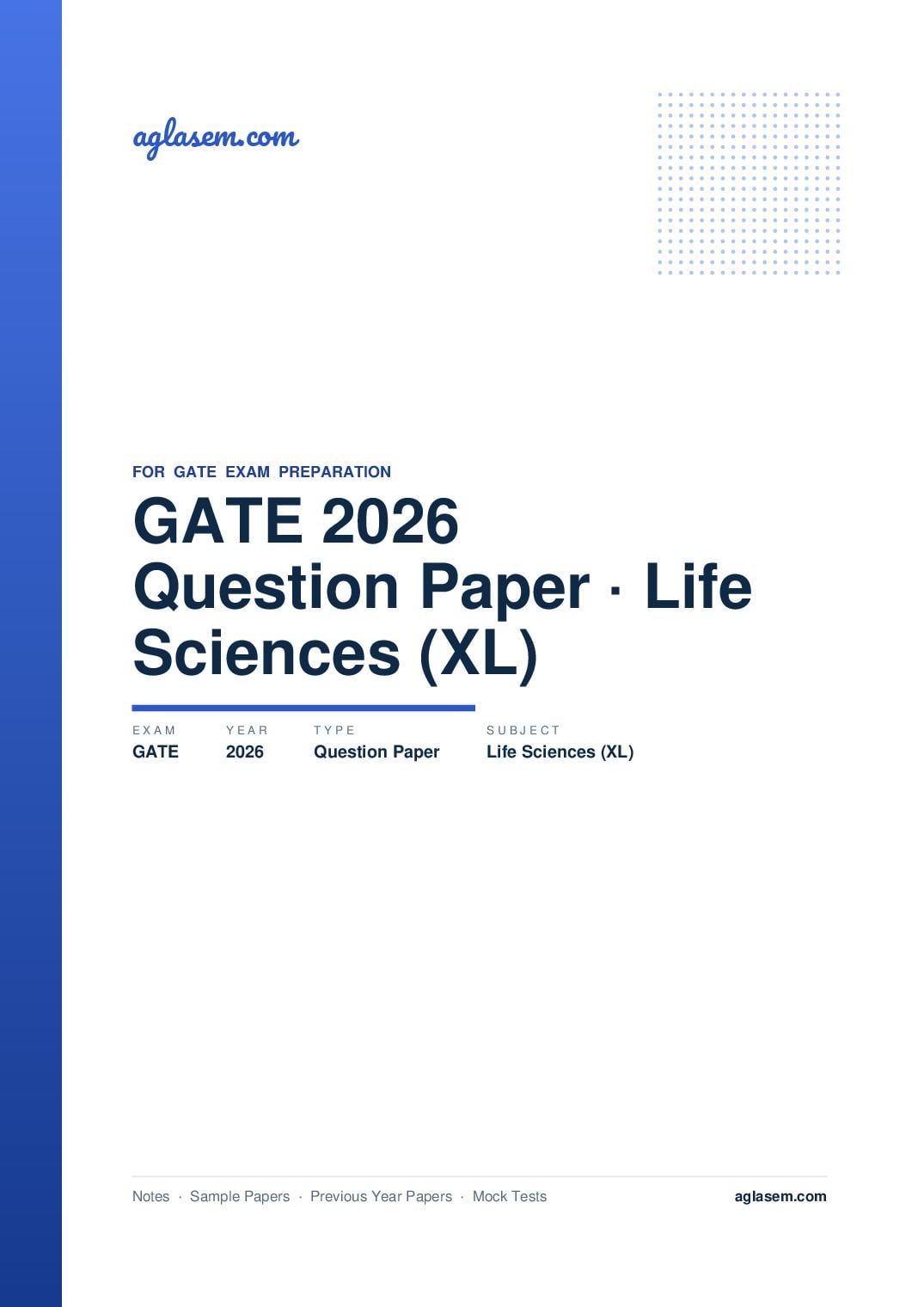 GATE 2026 Question Paper Life Sciences (XL) - Page 1 of 82