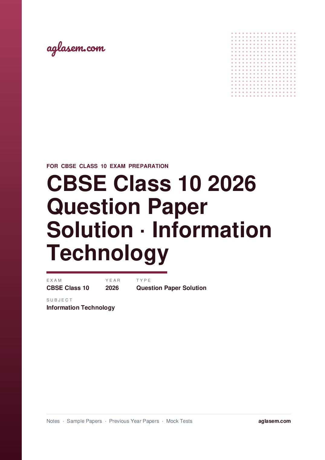 CBSE Class 10 Question Paper 2026 Solution Information Technology - Page 1 of 15