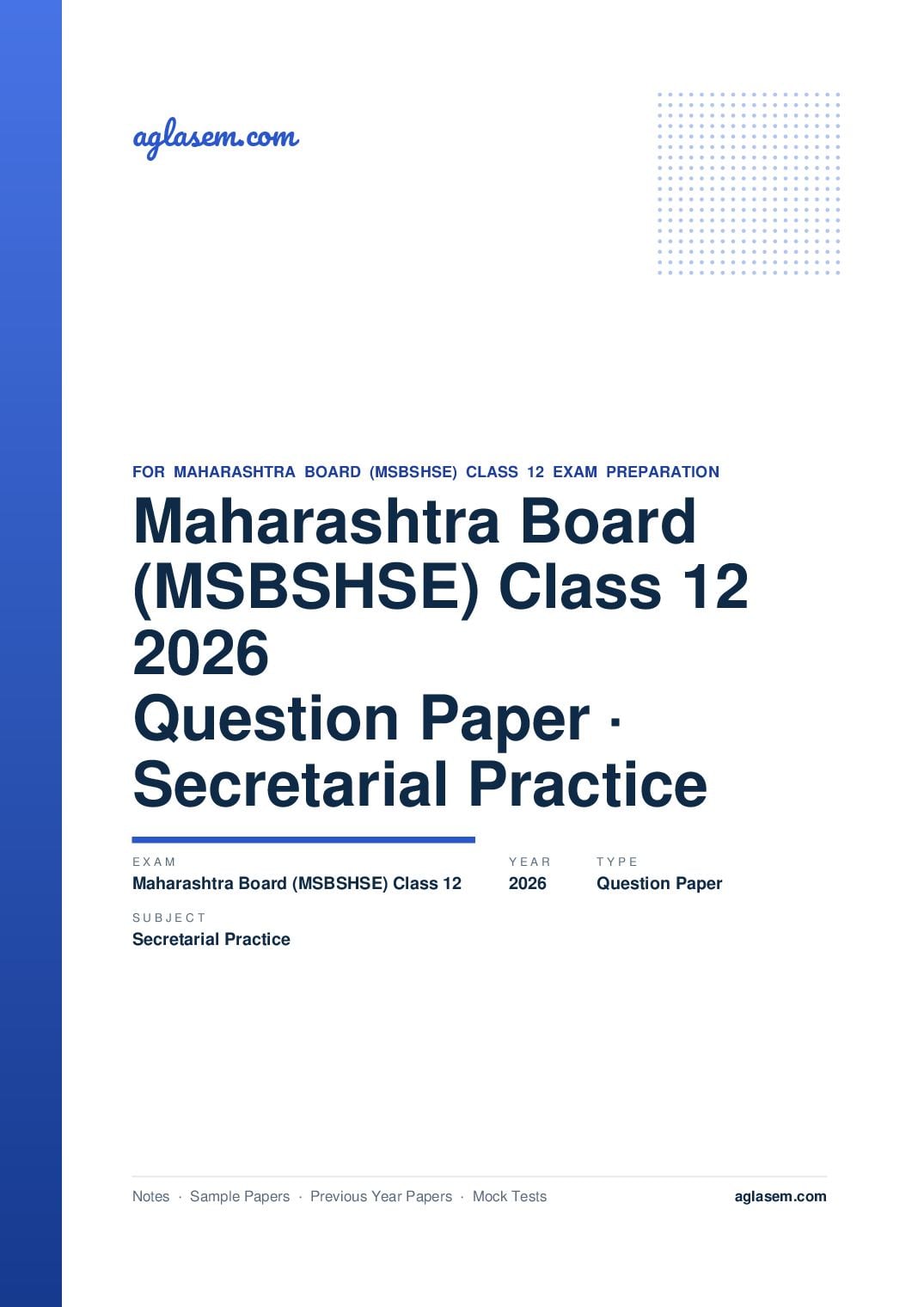 MH 12th Question Paper 2026 Secretarial Practice - Page 1 of 8