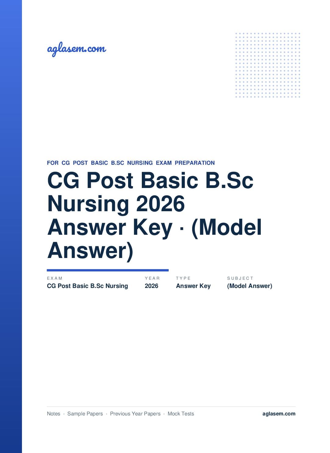 CG Post Basic B.Sc Nursing 2026 Answer Key (Model Answer) - Page 1 of 2