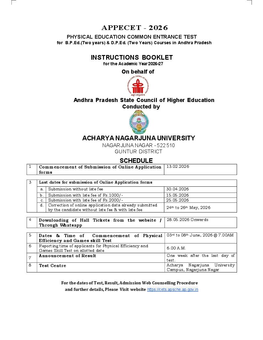 AP PECET 2026 Information Brochure - Page 1