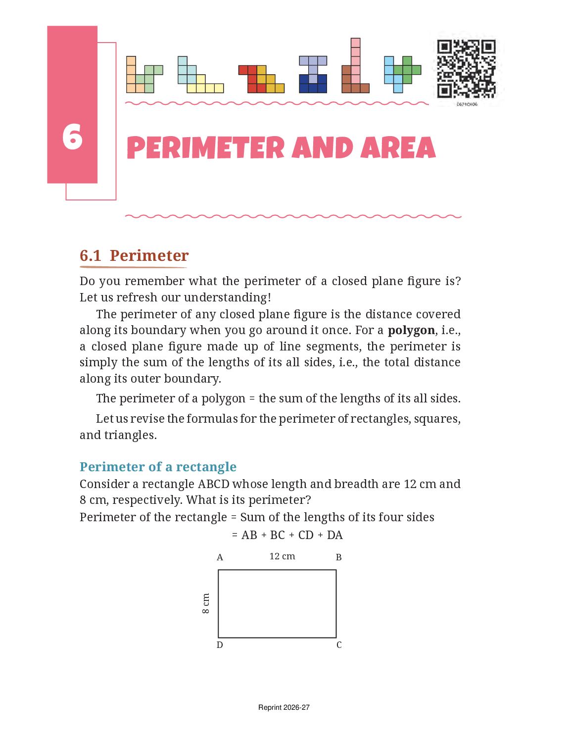 NCERT Book Class 6 Mathematics Chapter 6 Perimeter and Area - Page 1 of 29