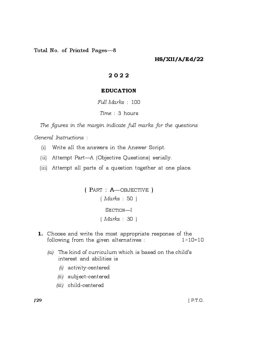 value education question paper 2022