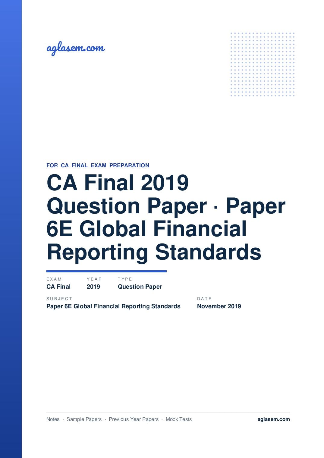 CA Final November 2019 Question Paper Paper 6E Global Financial Reporting Standards - Page 1 of 32