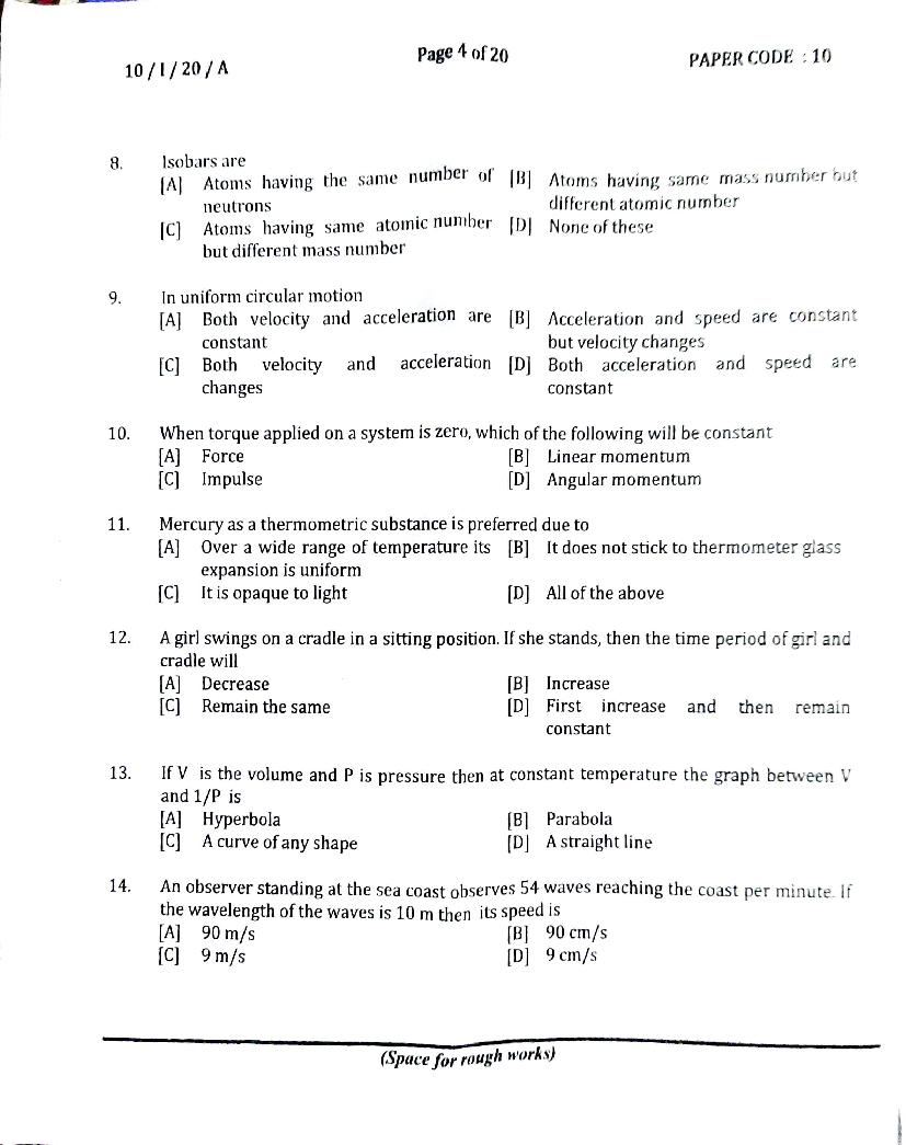 NERIST NEE 2020 Question Paper PDF (NEE-I, Free)