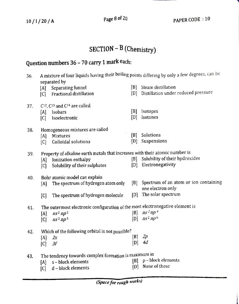 NERIST NEE 2020 Question Paper PDF (NEE-I, Free)