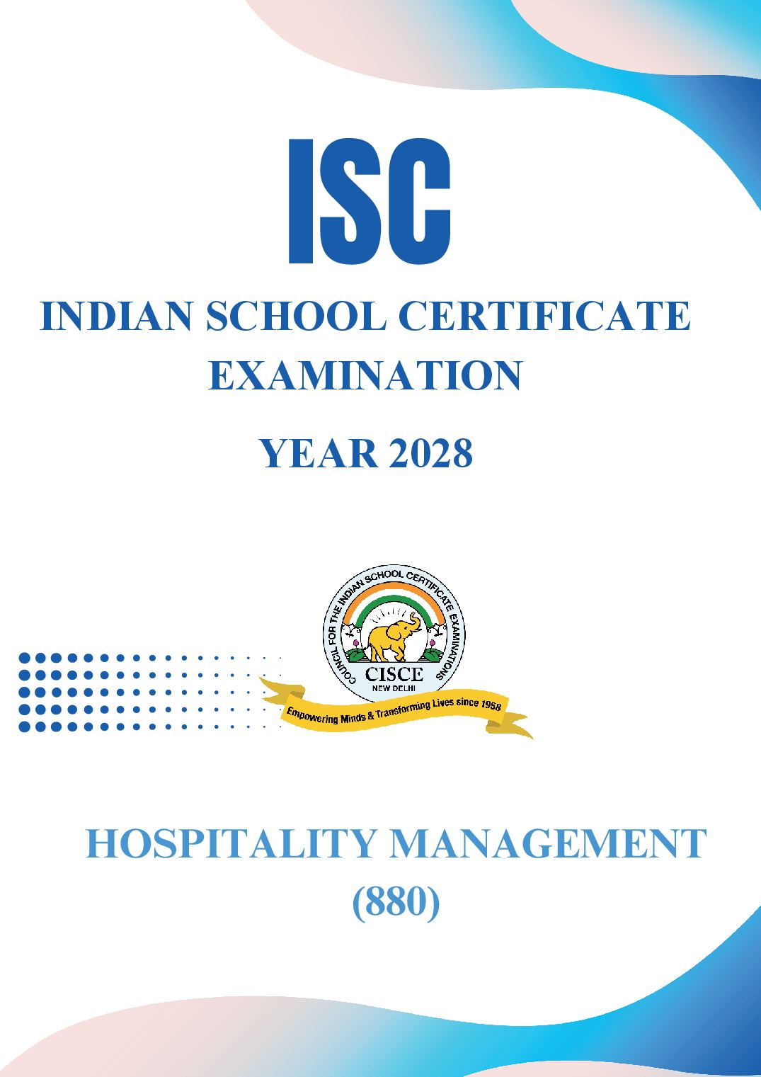 ISC Class 11 Syllabus 2028 Hospitality Management - Page 1 of 5