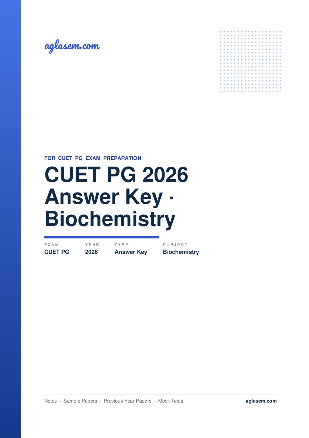 CUET PG 2026 Answer Key Biochemistry - Page 1 of 2