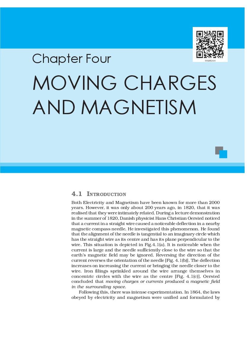 NCERT Book Class 12 Physics Chapter 4 Moving Charges and Magnetism - Page 1