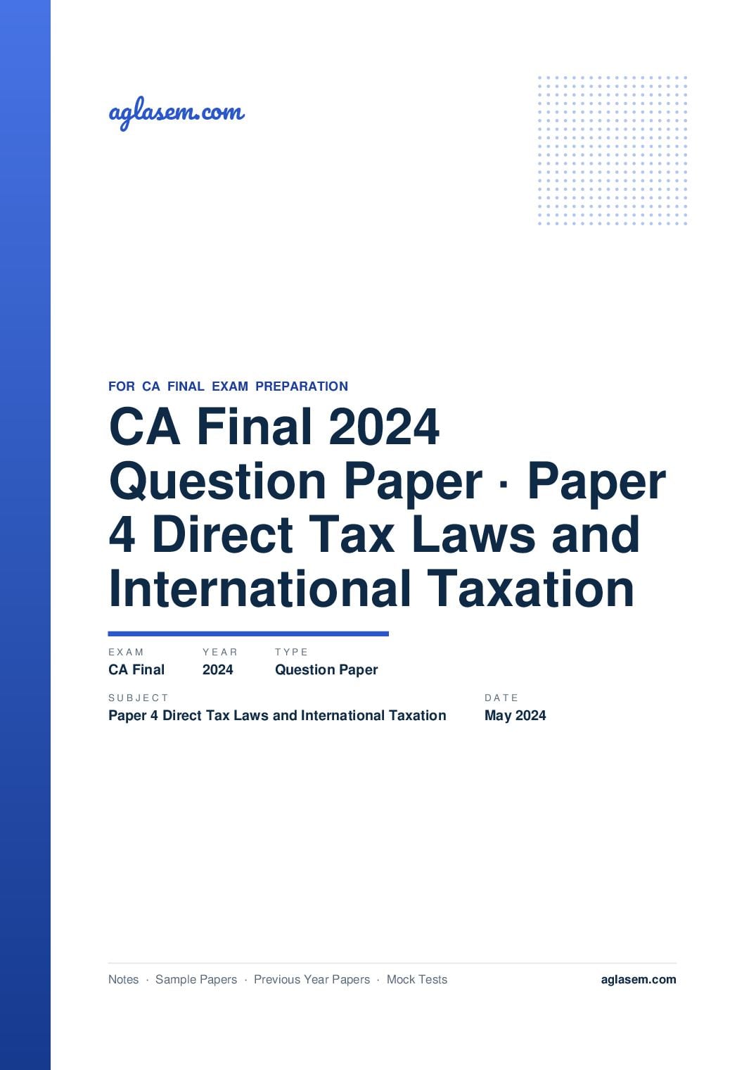 CA Final May 2024 Question Paper Paper 4 Direct Tax Laws and International Taxation - Page 1 of 17
