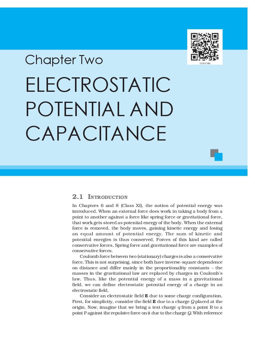 NCERT Book Class 12 Physics Chapter 2 Electrostatic Potential and Capacitance - Page 1
