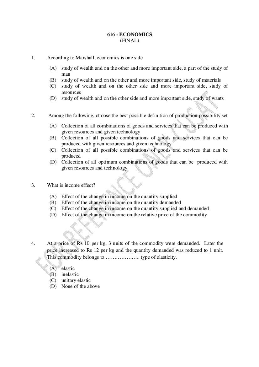CUSAT CAT 2022 Question Paper MA Applied Economics - Page 1