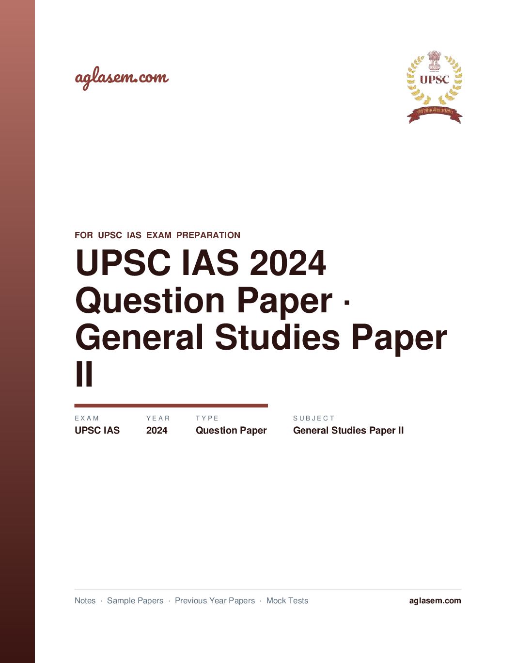 UPSC IAS 2024 Question Paper for General Studies Paper II - Page 1 of 5