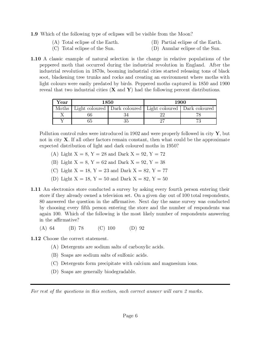 NEST Exam 2013 Question Paper with Answers - AglaSem Admission