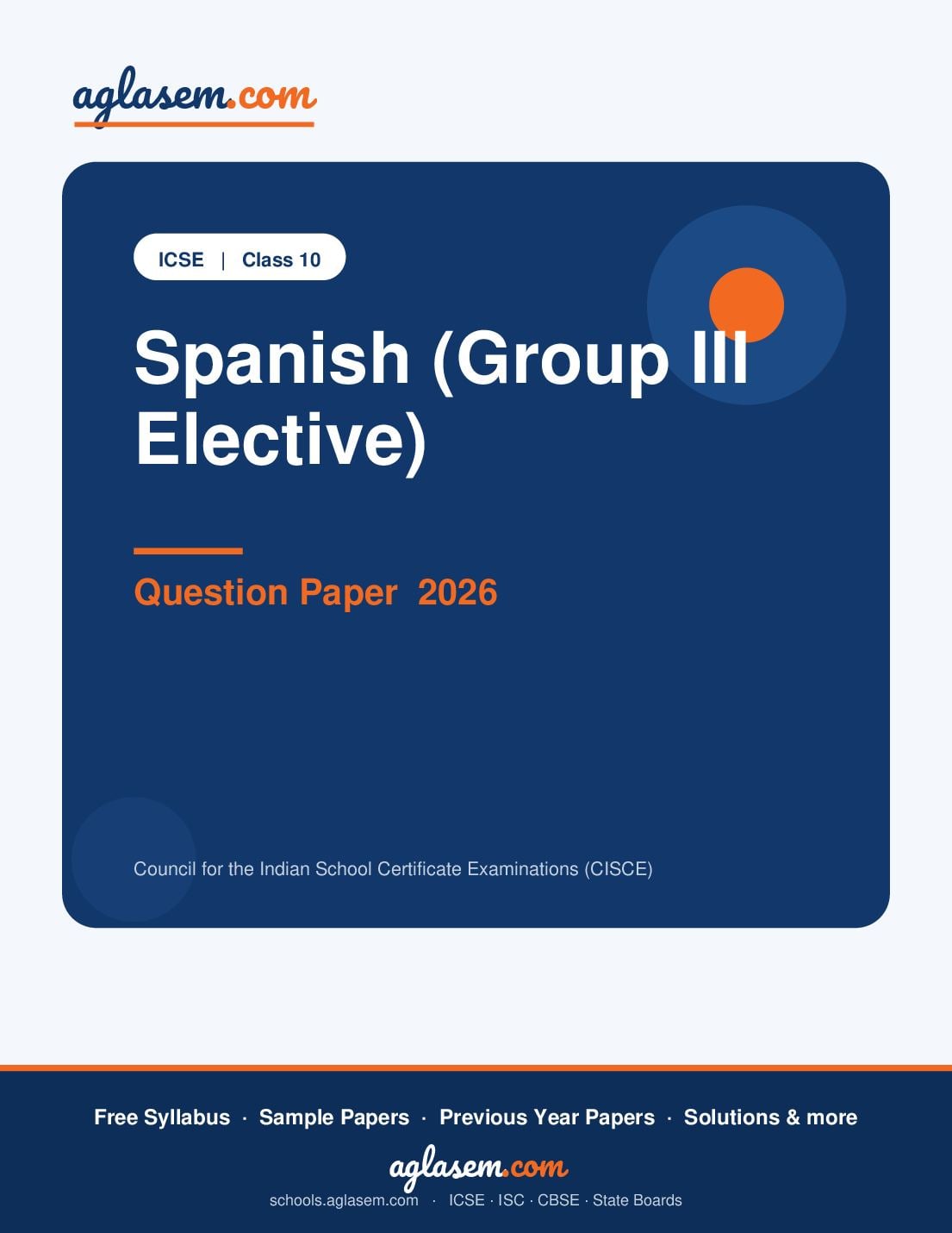 ICSE Class 10 Question Paper 2026 Spanish (Group III Elective) - Page 1 of 12