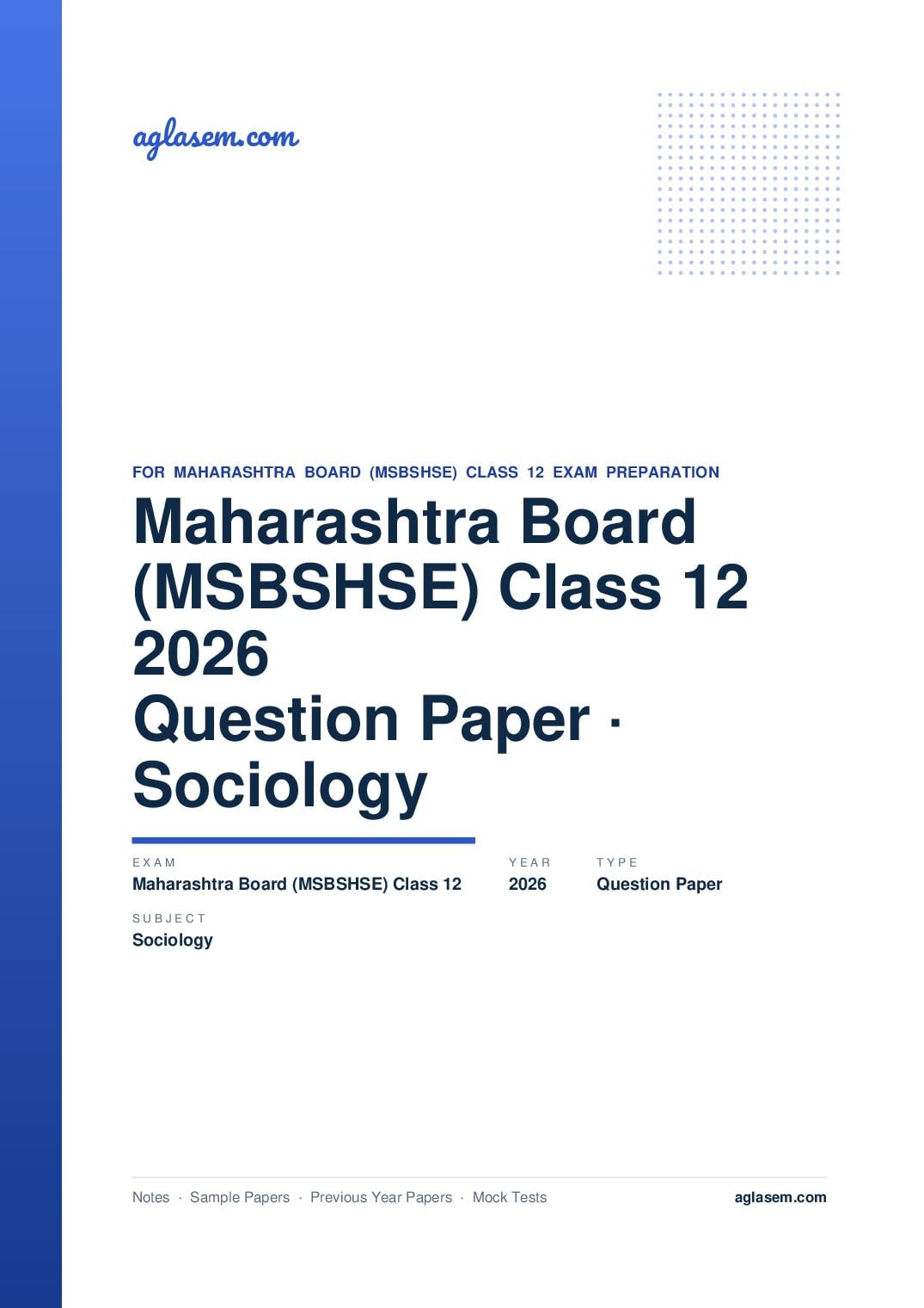 MH 12th Question Paper 2026 Sociology - Page 1 of 8