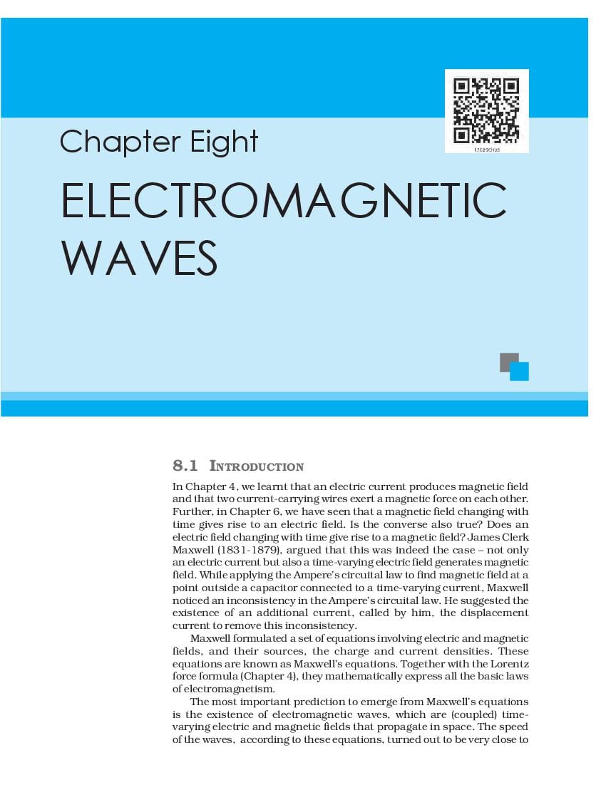NCERT Book Class 12 Physics Chapter 8 Electromagnetic Waves - Page 1