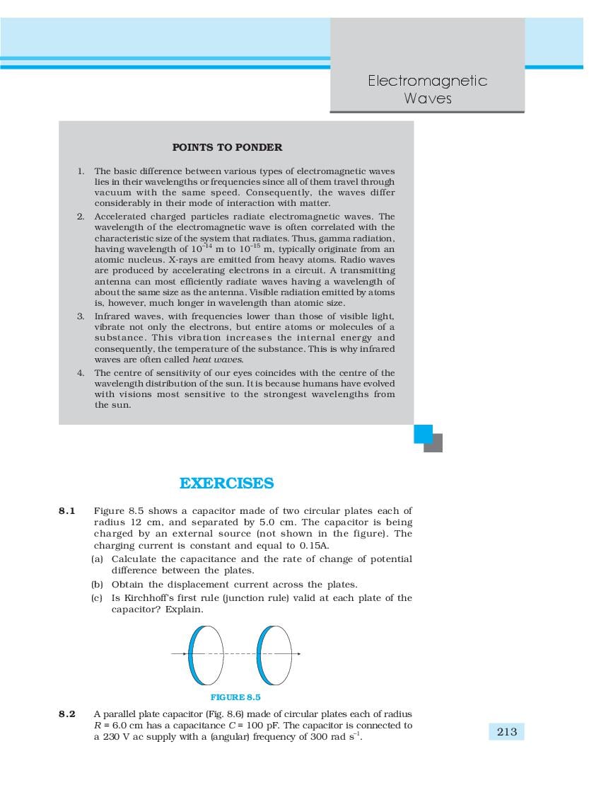 NCERT Book Class 12 Physics Chapter 8 Electromagnetic Waves AglaSem 