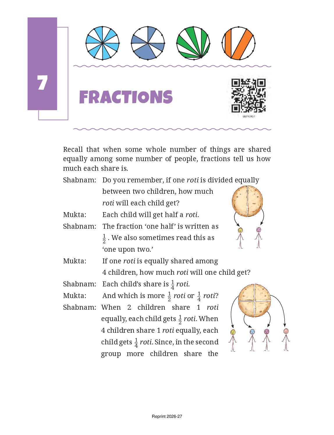 NCERT Book Class 6 Mathematics Chapter 7 Fractions - Page 1 of 50
