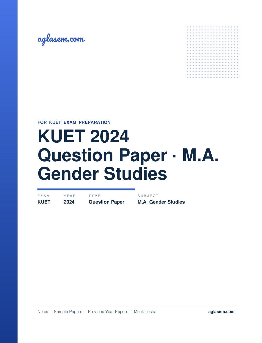 KUET 2024 Question Paper M.A. Gender Studies - Page 1 of 8