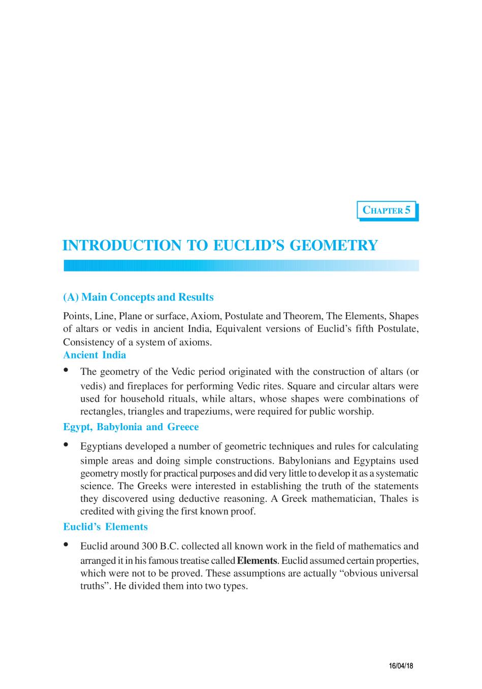 NCERT Exemplar Class 09 Maths Unit 5 Introduction To Euclids Geometry - Page 1