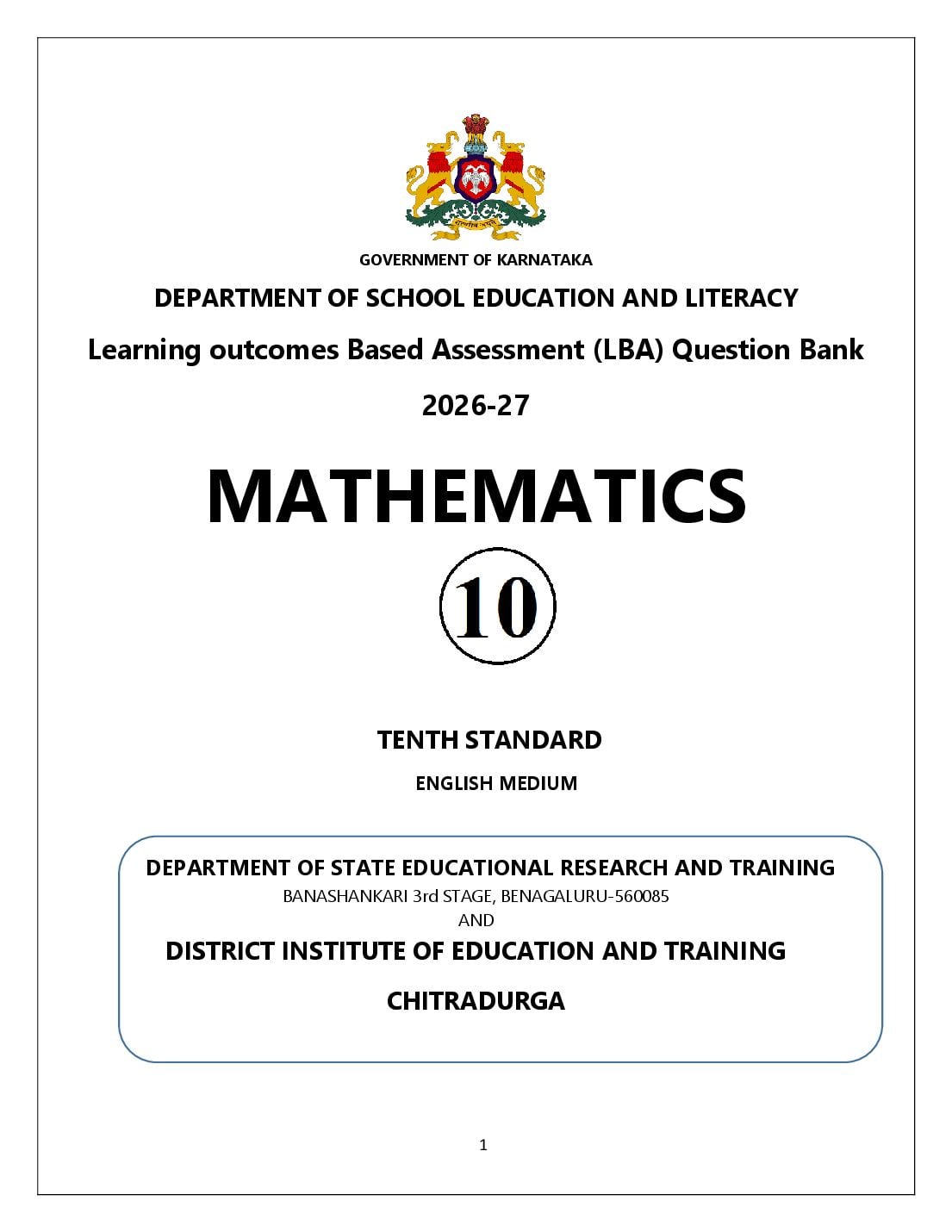 Karnataka SSLC Question Bank 2026 Mathematics - Page 1 of 405