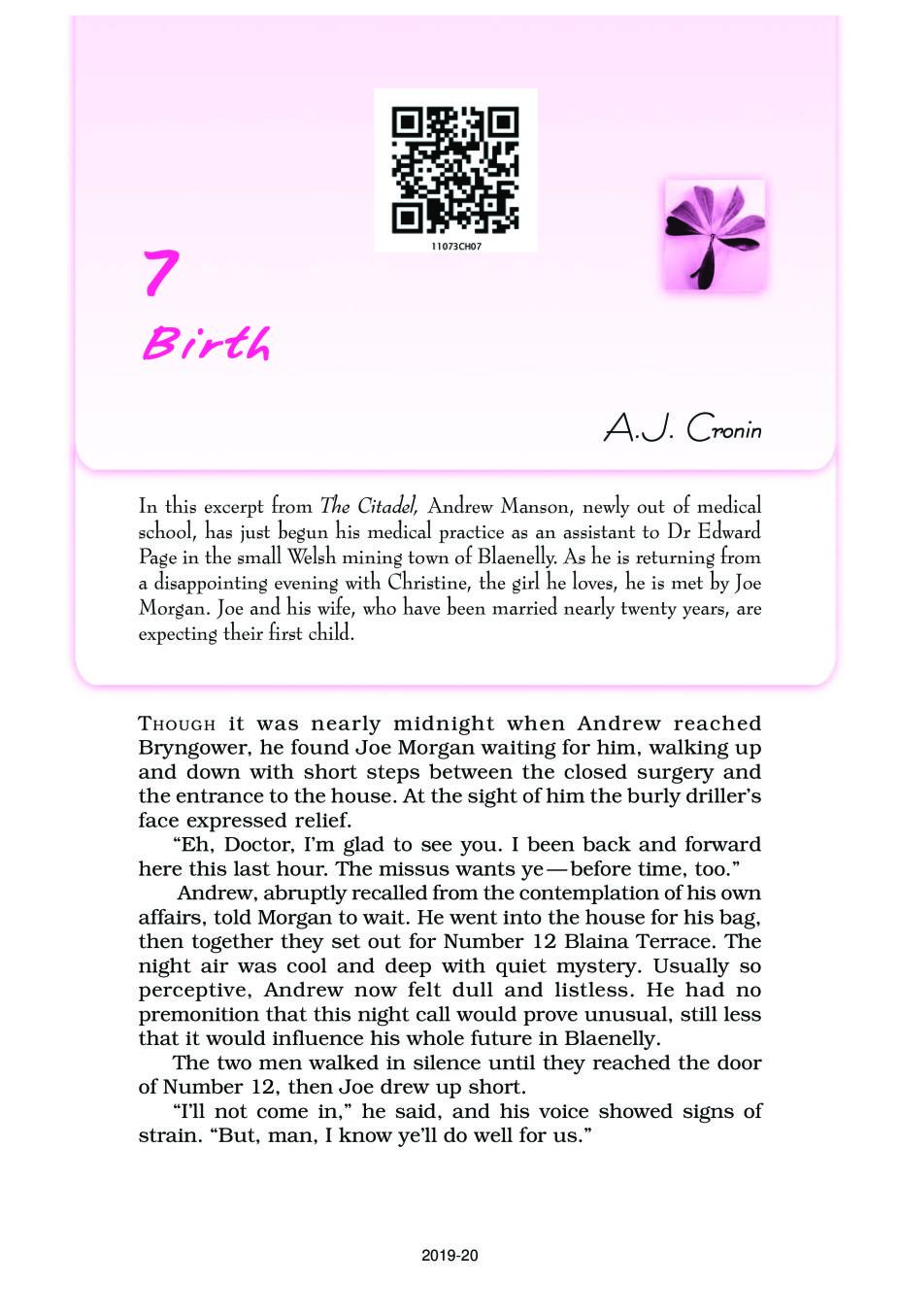 NCERT Book Class 11 English (Snapshots) Chapter 7 Birth - Page 1