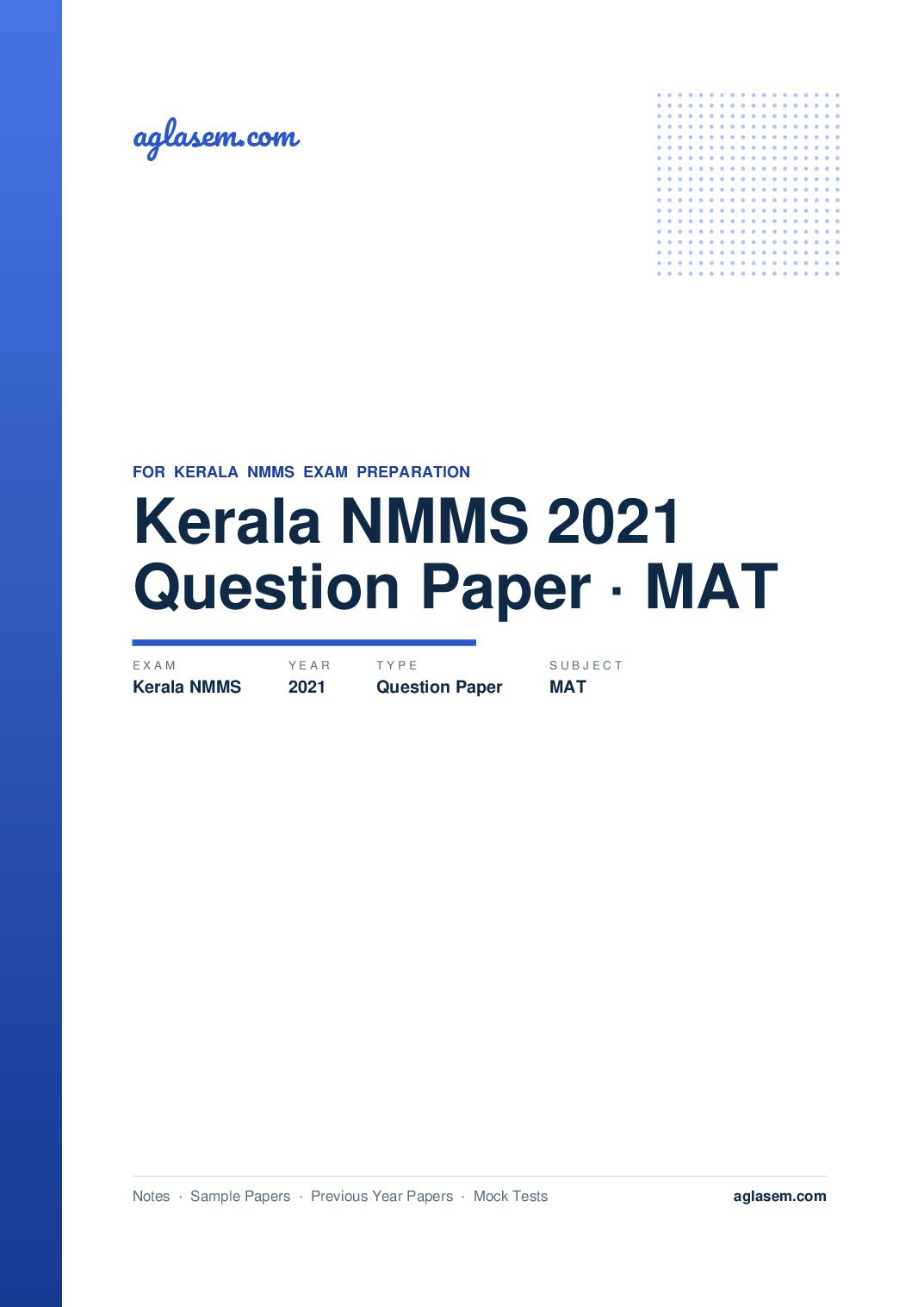 Kerala NMMS Question Paper 2021 MAT - Page 1 of 24
