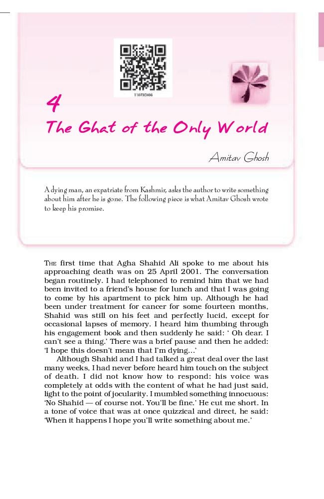NCERT Book Class 11 English (Snapshots) Chapter 4 The Ghat of the Only World - Page 1