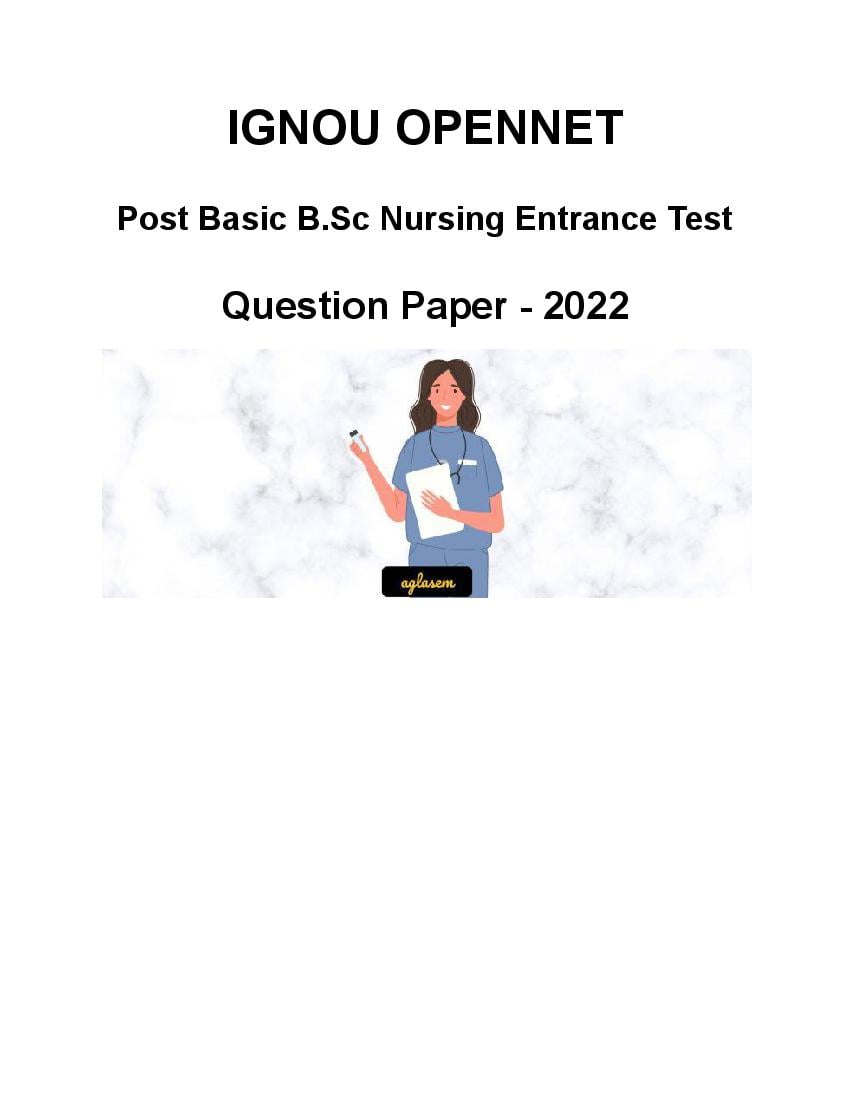 IGNOU OPENNET 2022 Question Paper - Post Basic B.Sc Nursing - Page 1