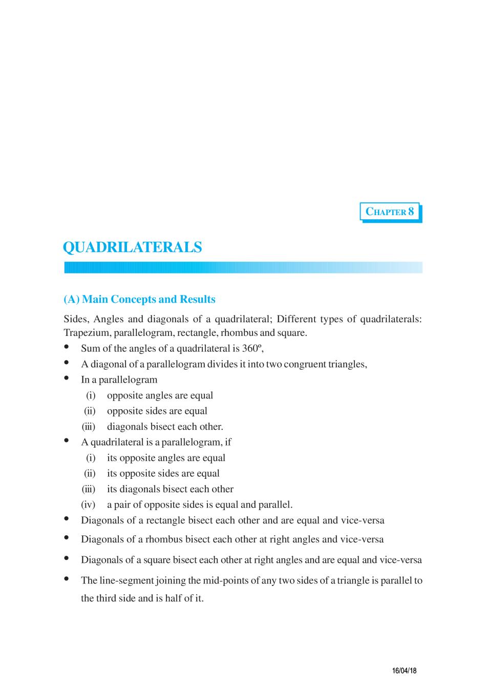 NCERT Exemplar Class 09 Maths Unit 8 Quadrilaterals - Page 1