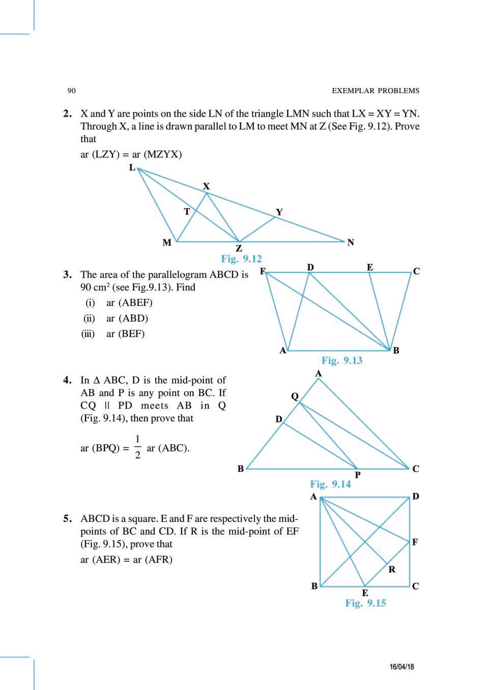 NCERT Exemplar Class 9 Maths Unit 9 Areas of Parallelograms and Triangles