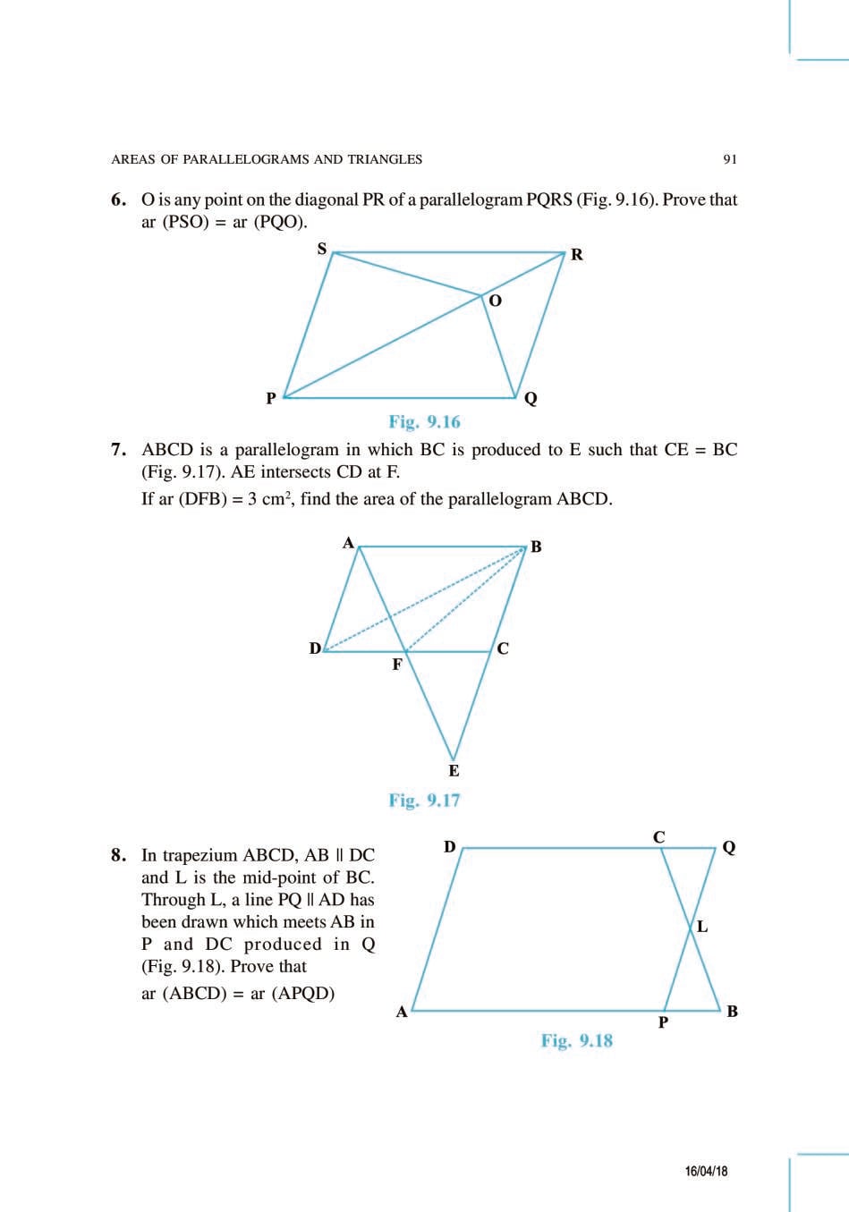 NCERT Exemplar Class 9 Maths Unit 9 Areas of Parallelograms and Triangles