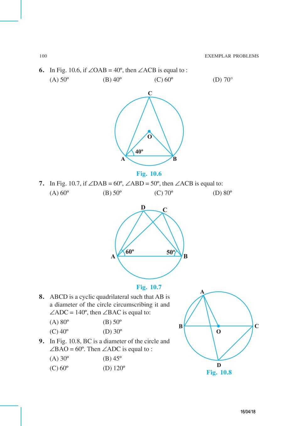 NCERT Exemplar Class 9 Maths Unit 10 Circles