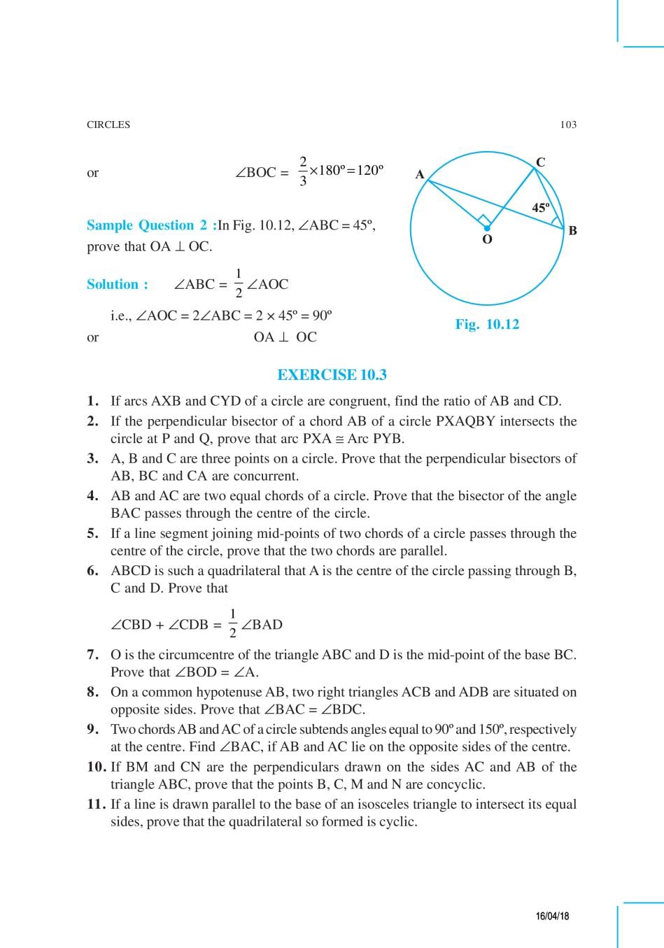 NCERT Exemplar Class 9 Maths Unit 10 Circles