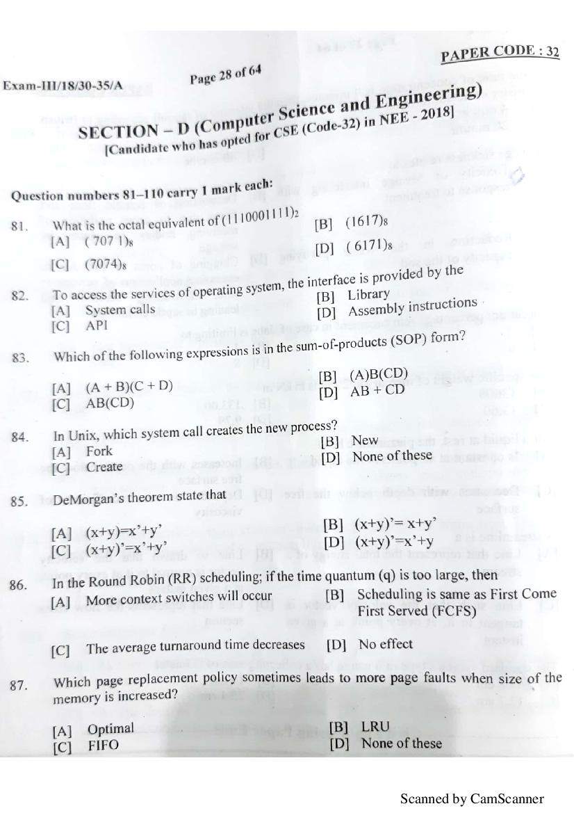 NERIST NEE 2018 Question Paper PDF (NEE-III, Free)