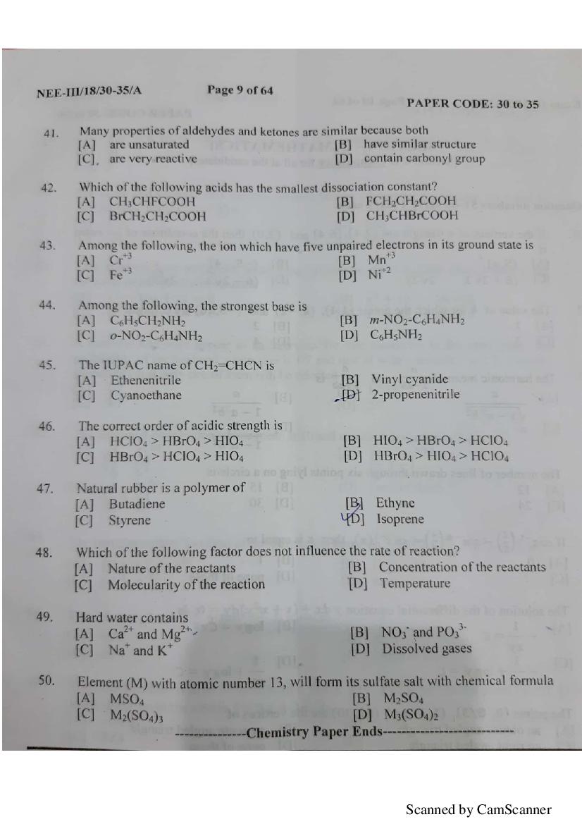 NERIST NEE 2018 Question Paper PDF (NEE-III, Free)
