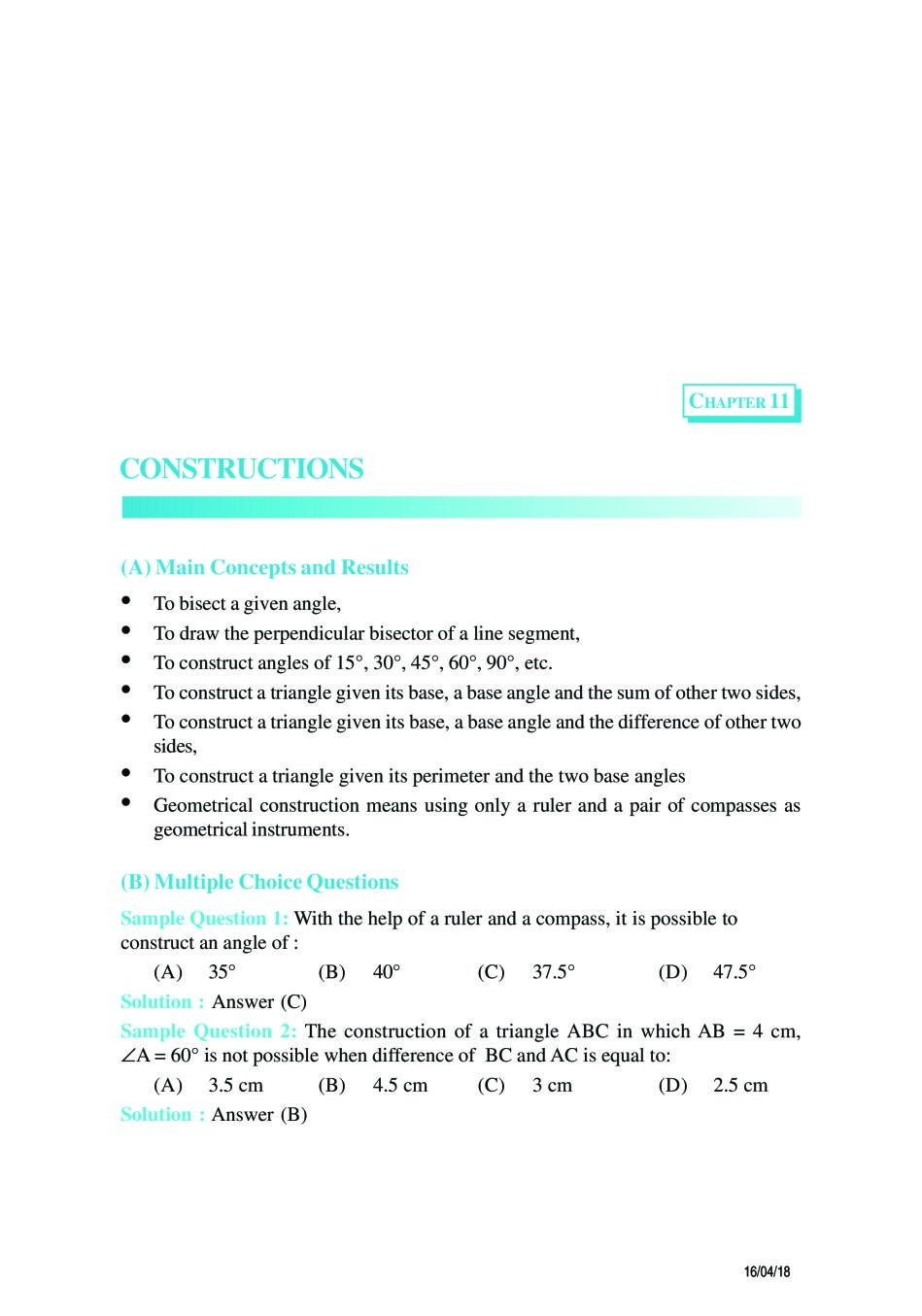 NCERT Exemplar Class 09 Maths Unit 11 Construction - Page 1