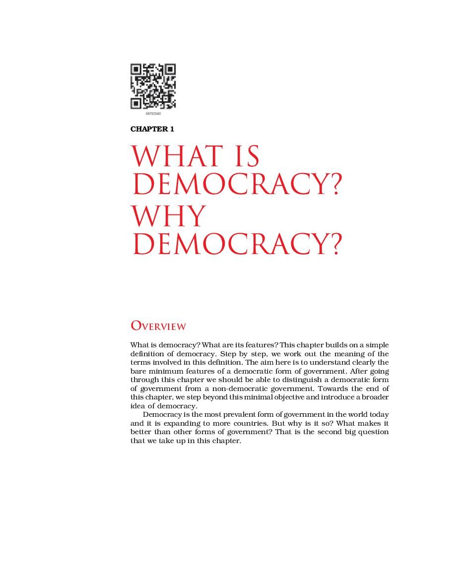 NCERT Book Class 9 Social Science (Civics) Chapter 1 What Is Democracy? Why Democracy? - Page 1