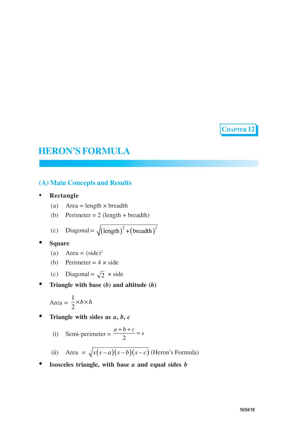 NCERT Exemplar Class 09 Maths Unit 12 Herons Formula - Page 1