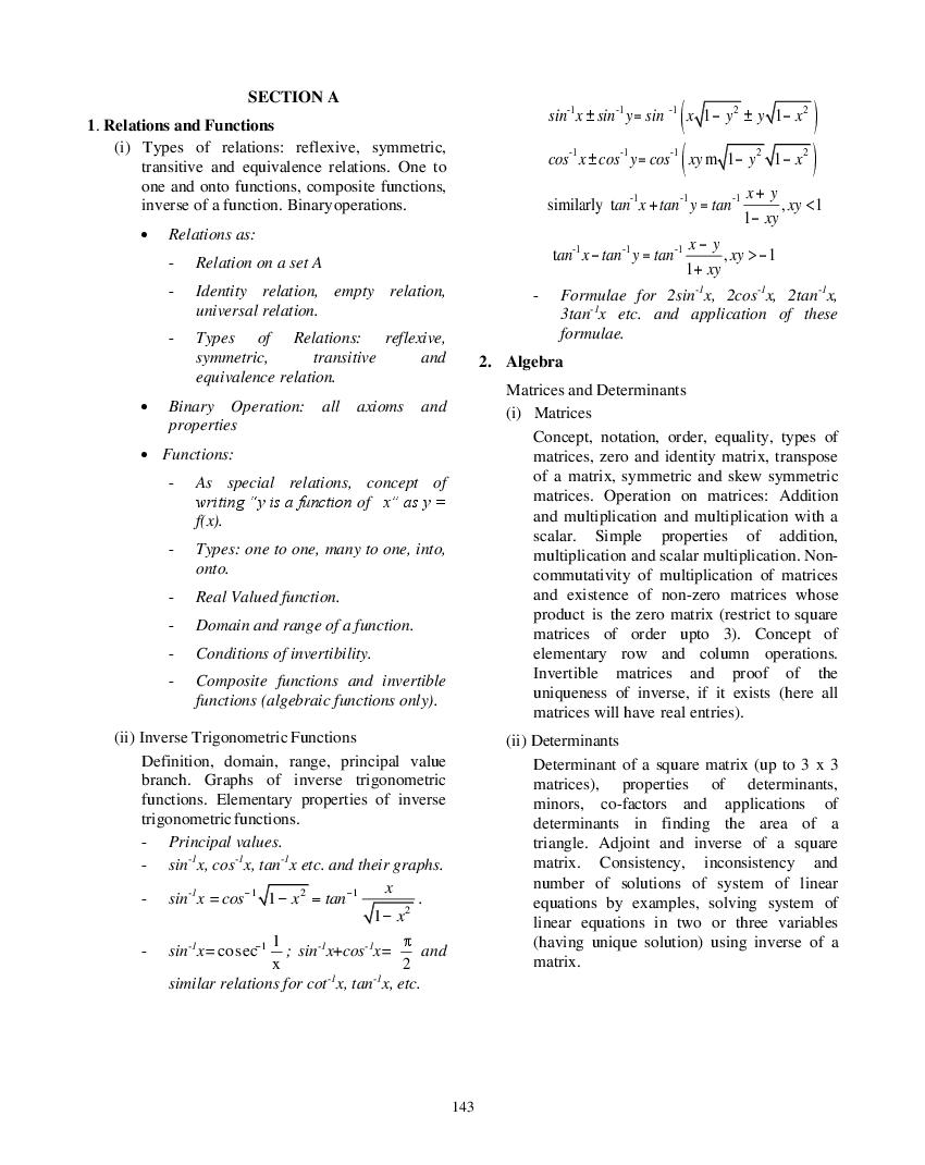 ISC Mathematics Syllabus 2022 For Class 11 Class 12