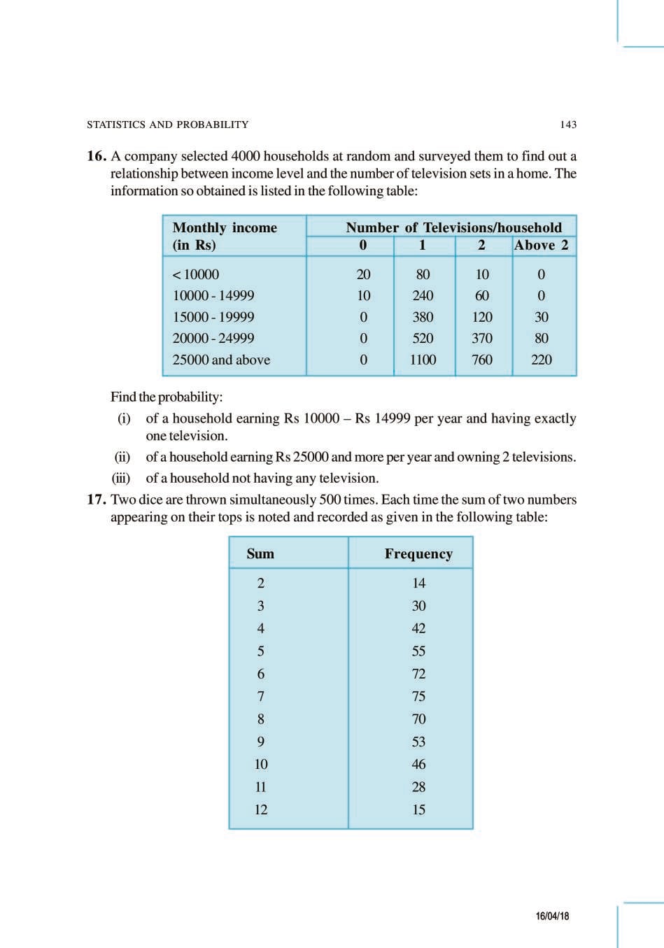 NCERT Exemplar Class 9 Maths Unit 14 Statistics and Probability